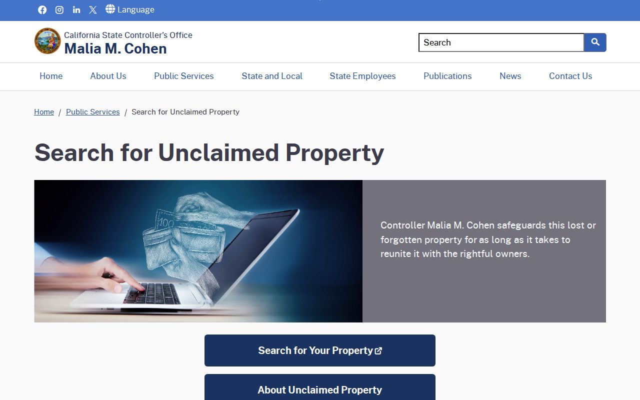 Palm Springs people search in California unclaimed property records