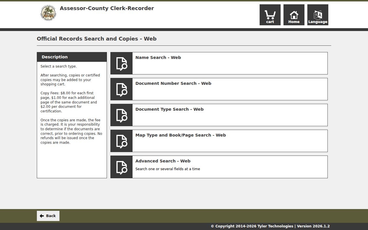 Palm Springs public records search modes in the Riverside recorder index